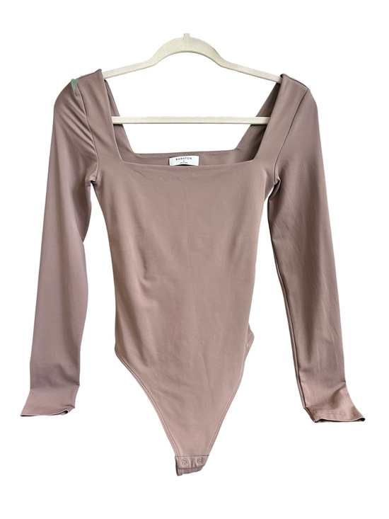 Babaton Tops - Babaton Contour Squareneck Long-Sleeve Bodysuit Taupe Brown Size S
